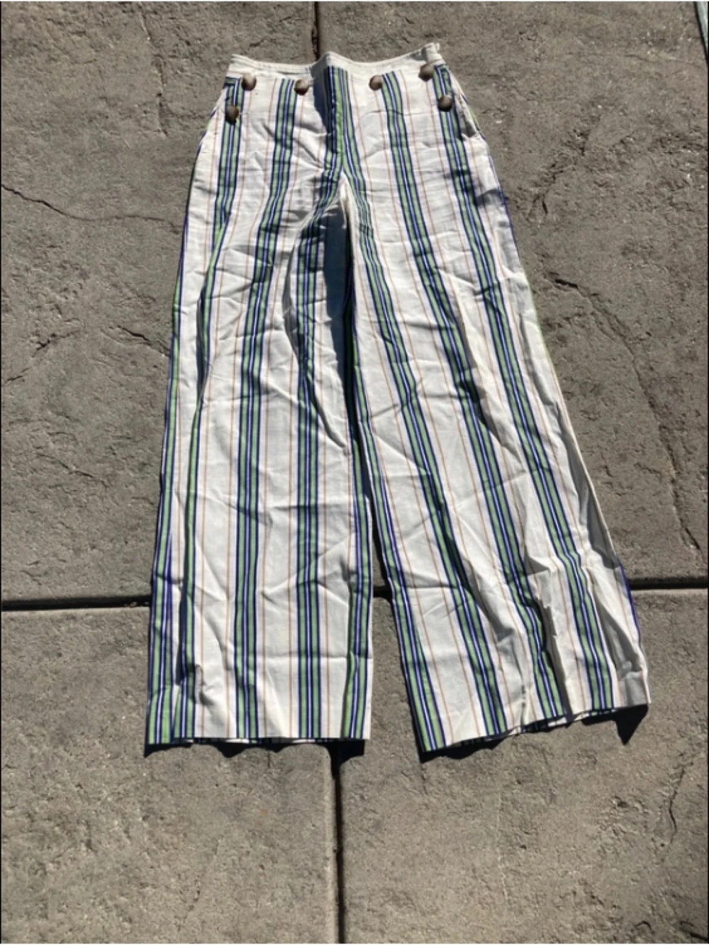 Sezane striped linen wide leg pants size 8